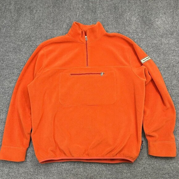 VTG POLO SPORT Ralph Lauren Men XL Orange Fleece Anorak Jacket Polartec 90s RARE - Picture 1 of 14